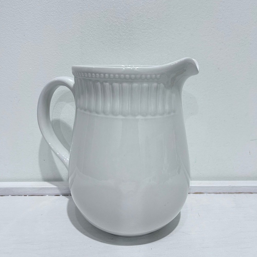 Oneida Ariel White Kitchen Stoneware Pitcher White Ceramic Pitcher 8” Tall
